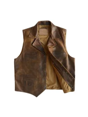 Cowboy Leather Brown Vest Mens