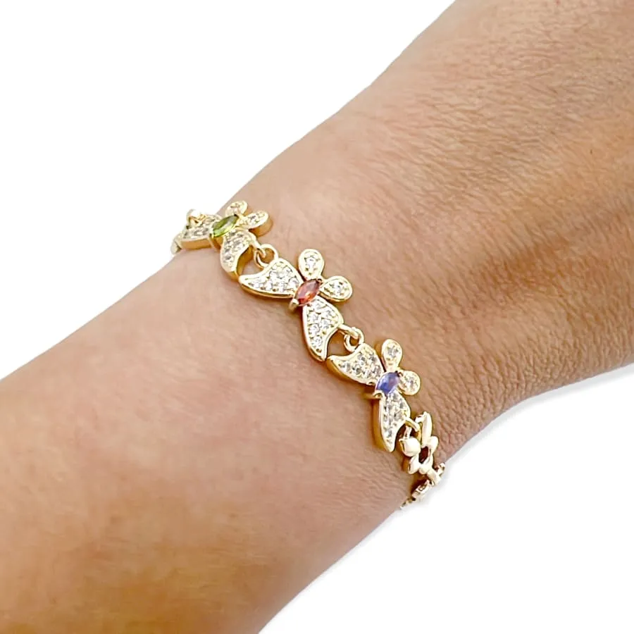 Cz multicolor butterflies bracelet 18kts of gold plated bracelet