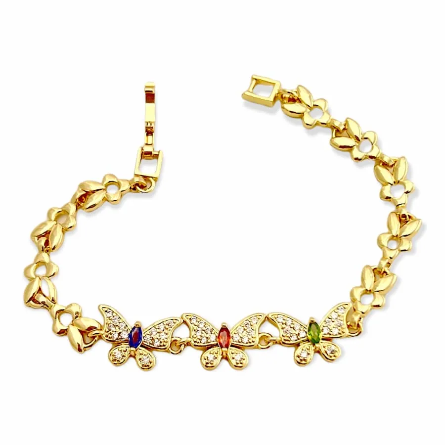 Cz multicolor butterflies bracelet 18kts of gold plated bracelet