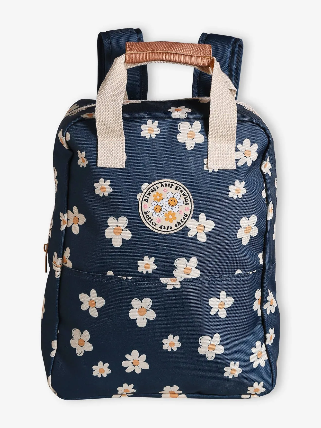 Daisies Backpack for Girls - navy blue