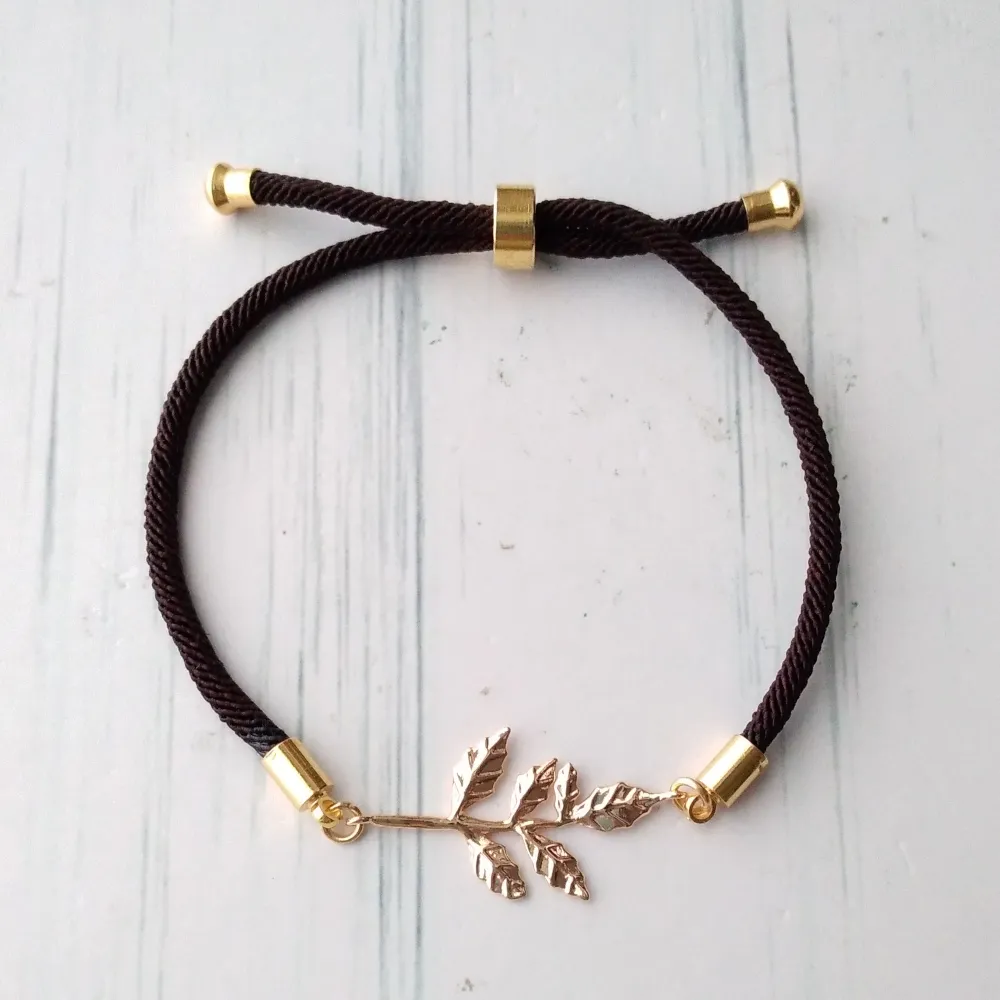 Dani Small Leaf Corded Slider Bracelet