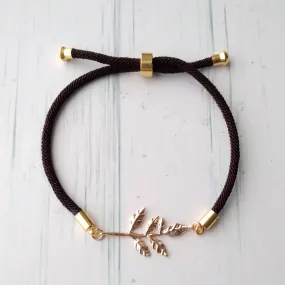 Dani Small Leaf Corded Slider Bracelet