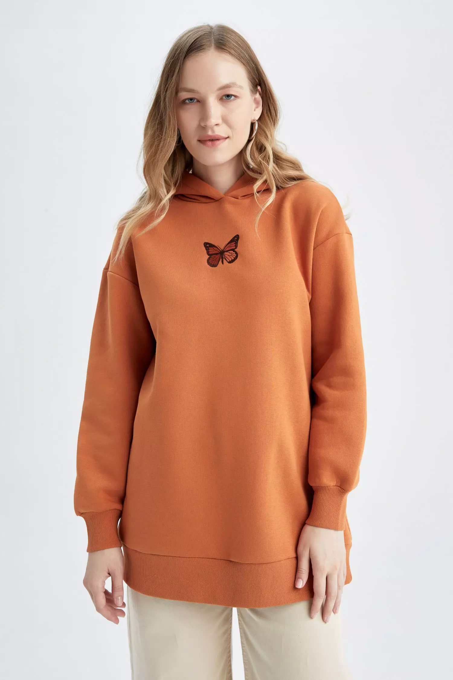 DeFacto Relax Fit Embroidered Sweat Tunic