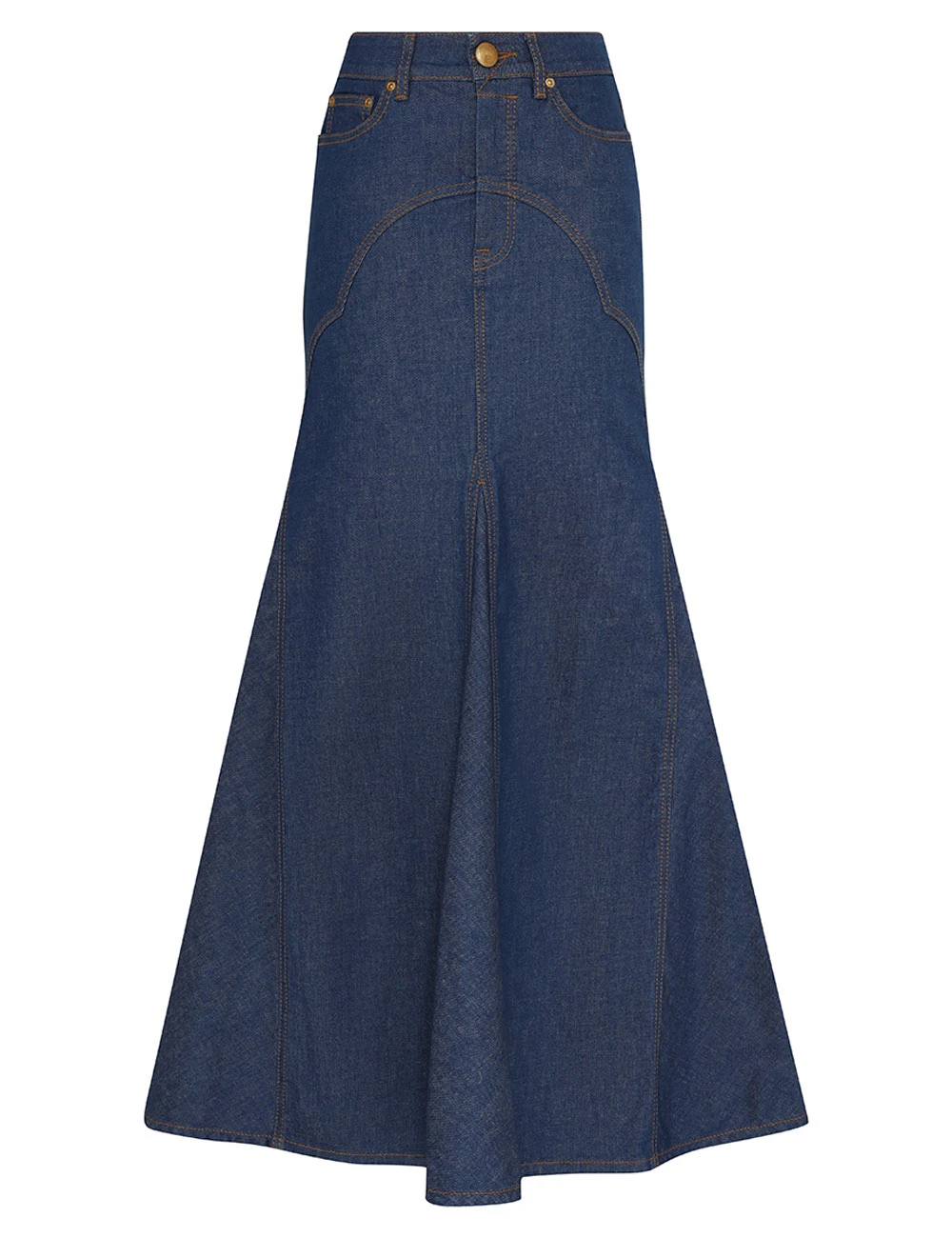 --Denim Maxi Skirt-