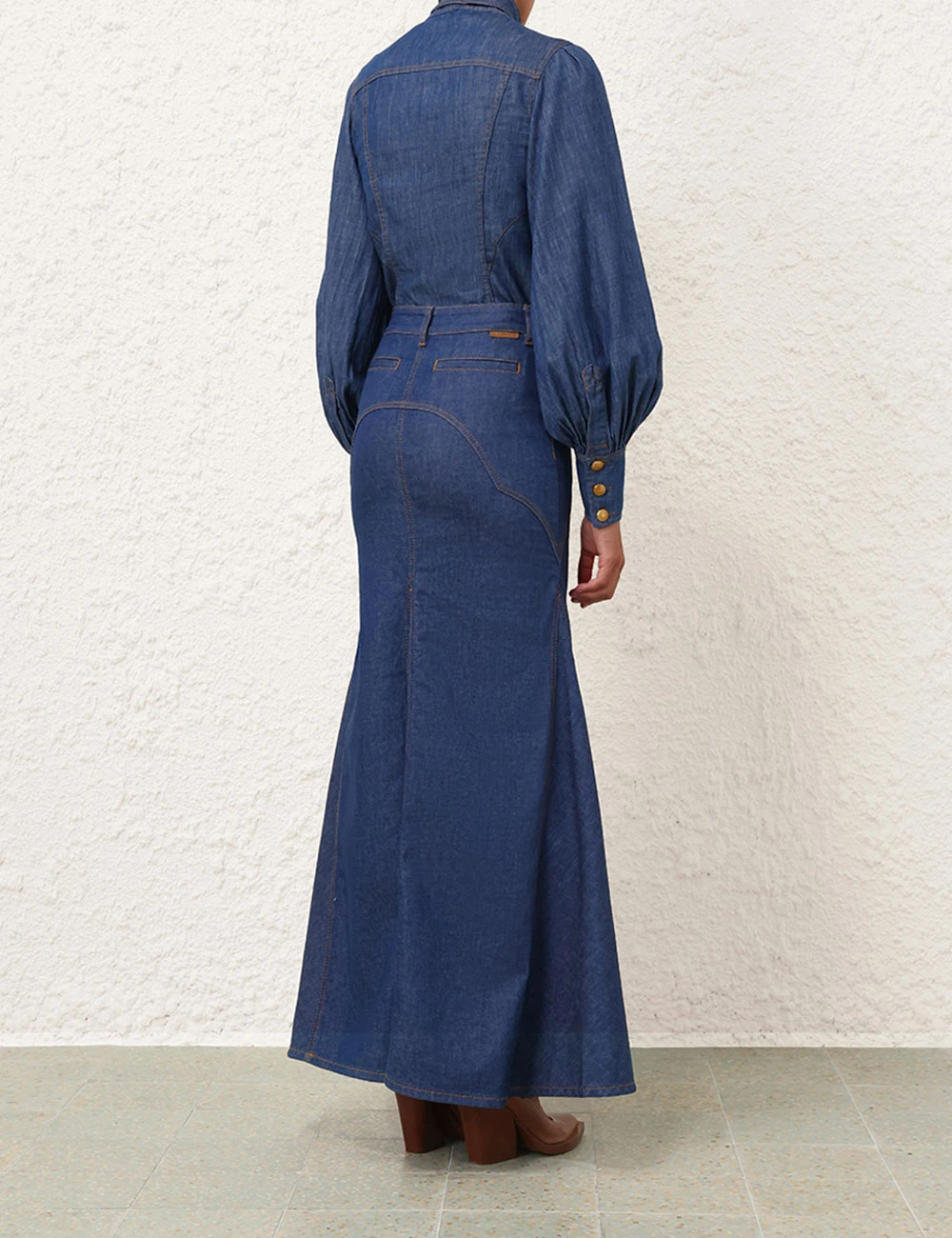 --Denim Maxi Skirt-