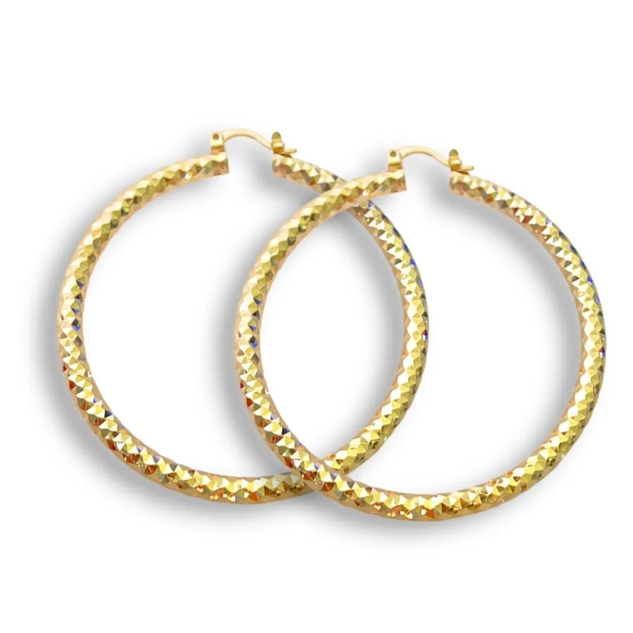 Diamond cut 14k of gold plated hoops earrings