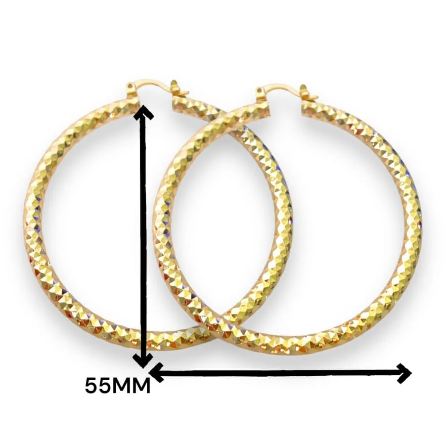 Diamond cut 14k of gold plated hoops earrings