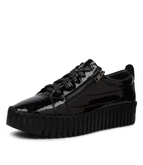 DJANGO & JULIETTE Bump Black Patent Croc Leather Sneakers Bs