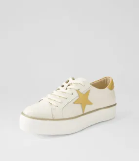 DJANGO & JULIETTE Fonno Ivory Old Gold Patent Lizard Sneakers