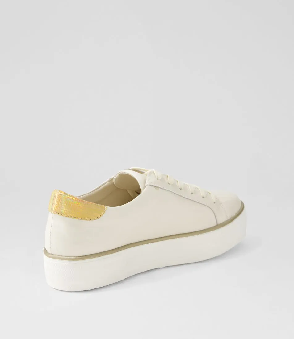 DJANGO & JULIETTE Fonno Ivory Old Gold Patent Lizard Sneakers