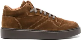 Doucal's logo-debossed suede sneakers Brown