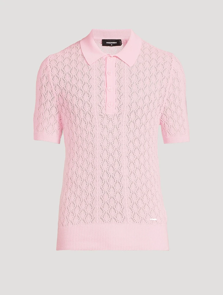 DSQUARED2 Knitted Openwork Cotton Polo Shirt