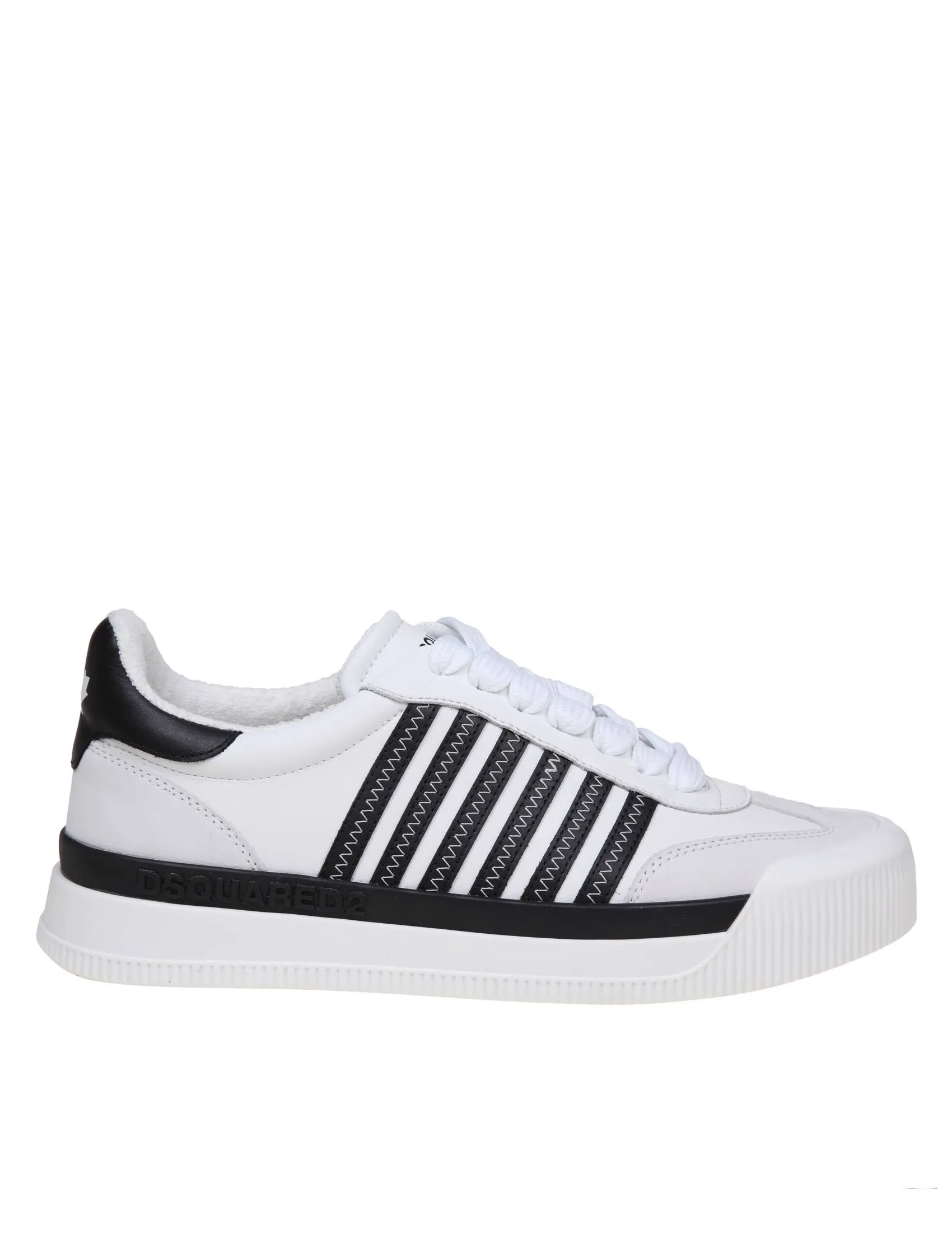 DSQUARED2 NEW JERSEY SNEAKERS IN WHITE/BLACK LEATHER