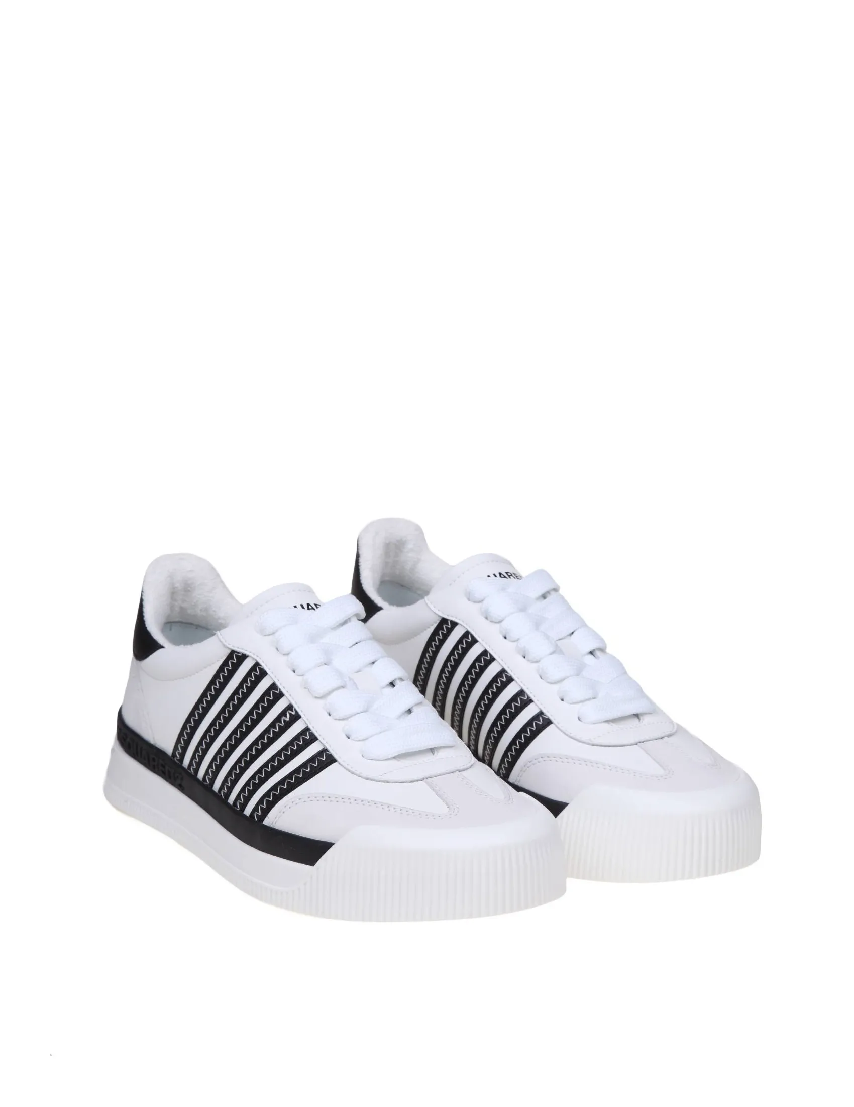 DSQUARED2 NEW JERSEY SNEAKERS IN WHITE/BLACK LEATHER