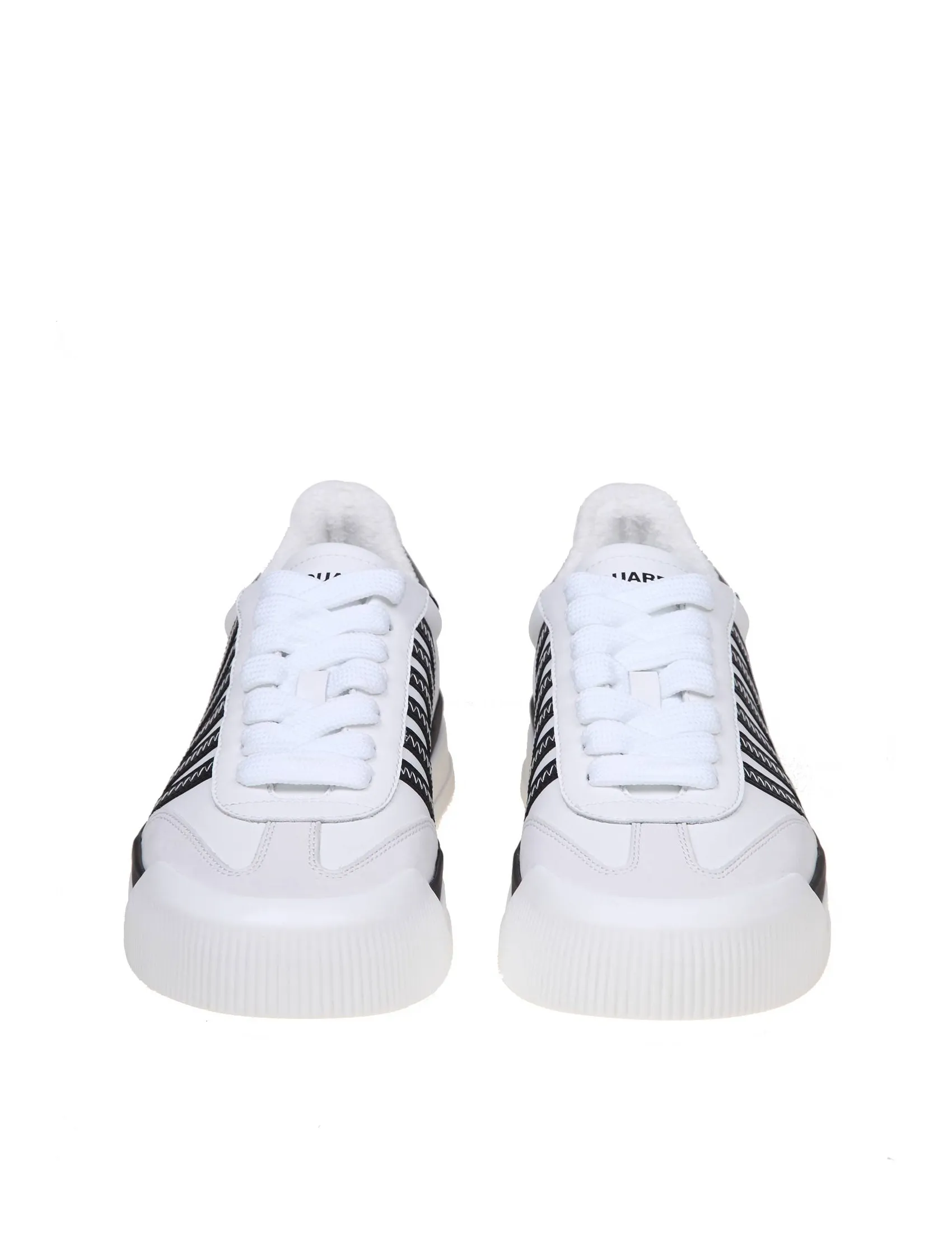 DSQUARED2 NEW JERSEY SNEAKERS IN WHITE/BLACK LEATHER