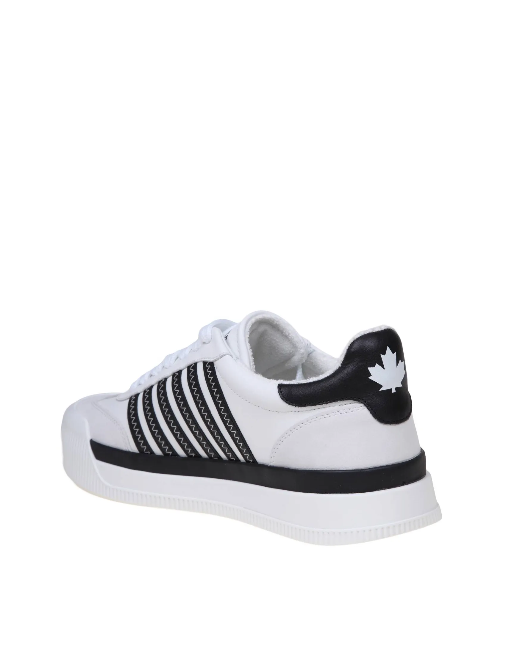 DSQUARED2 NEW JERSEY SNEAKERS IN WHITE/BLACK LEATHER