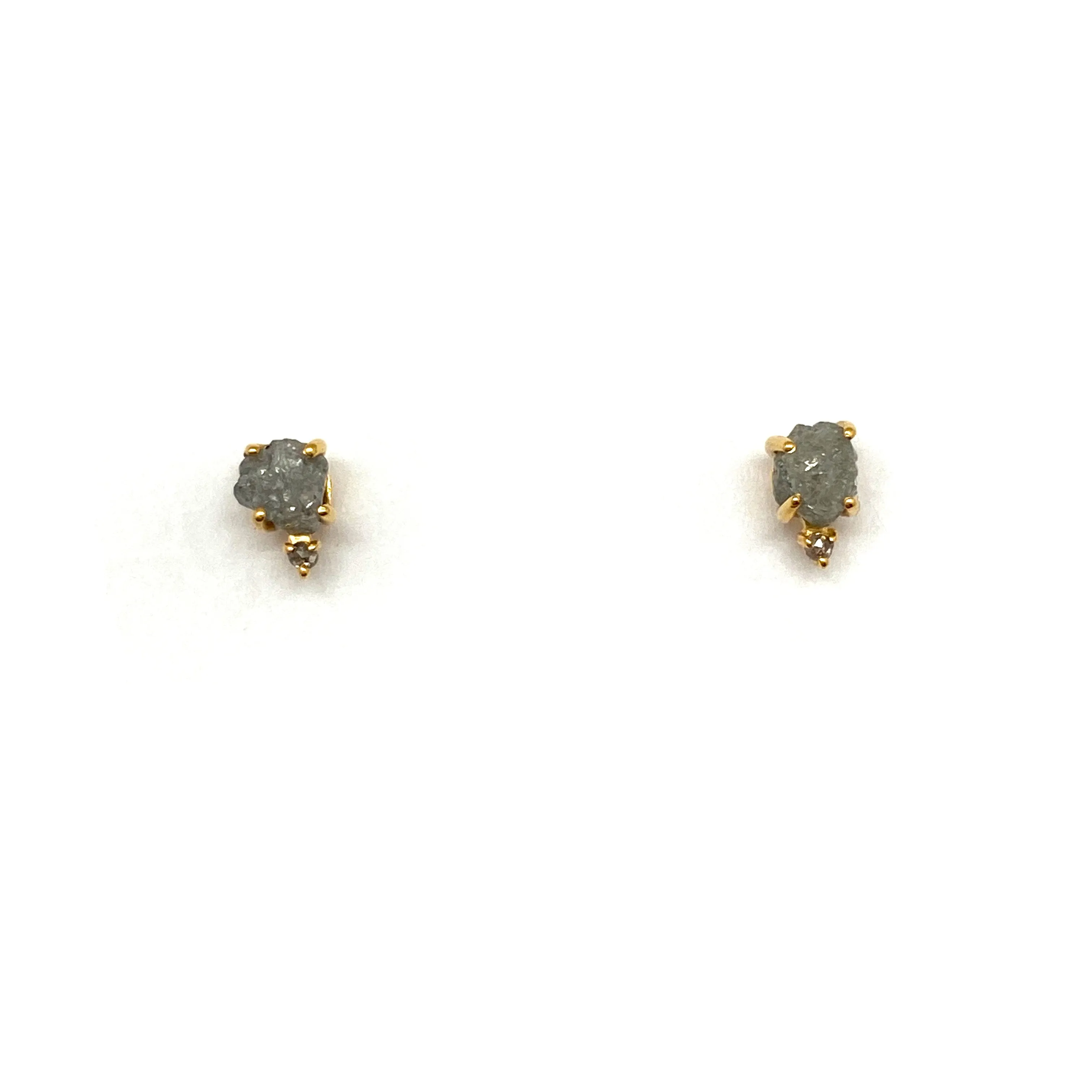 Dual Diamond and Gold Stud Earrings