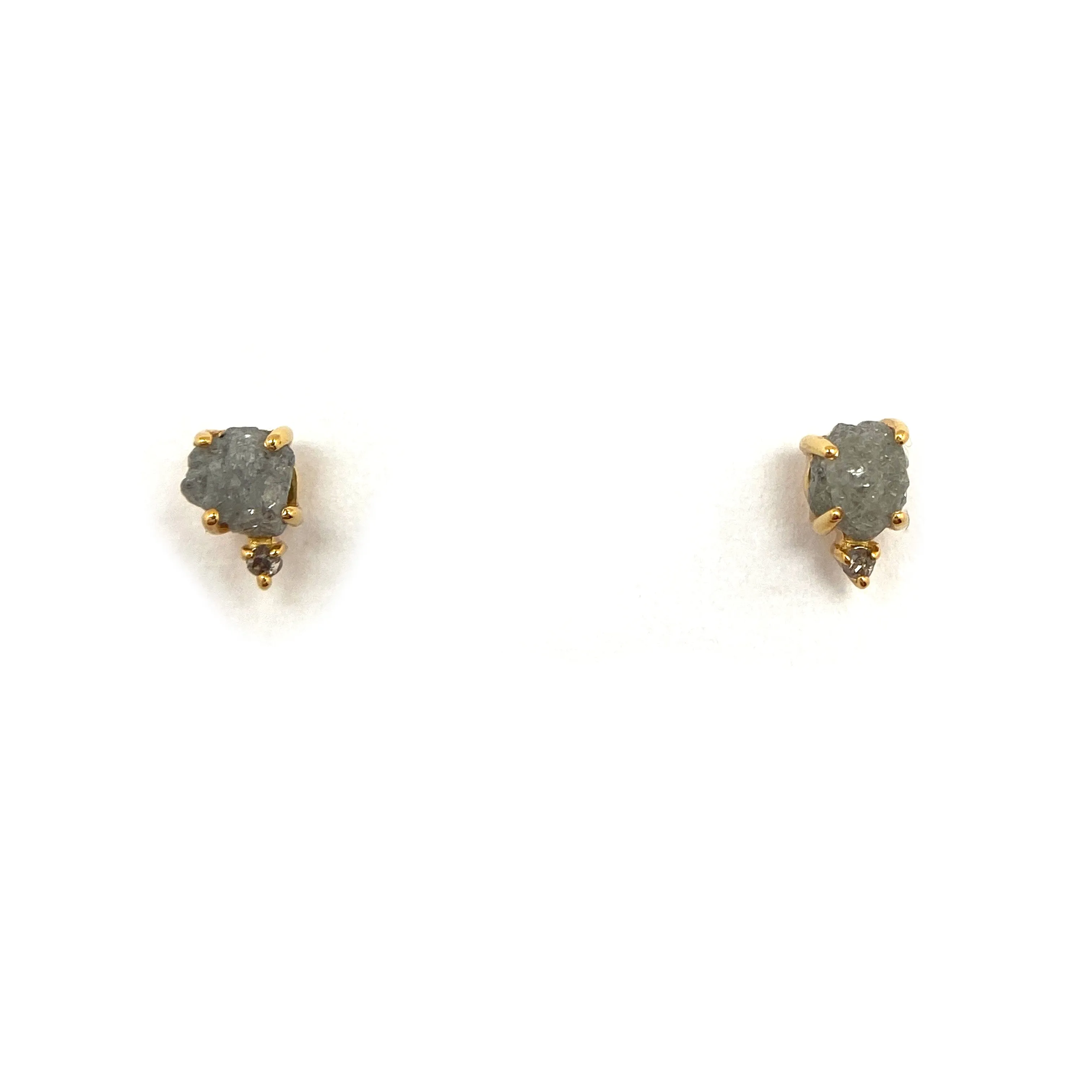 Dual Diamond and Gold Stud Earrings