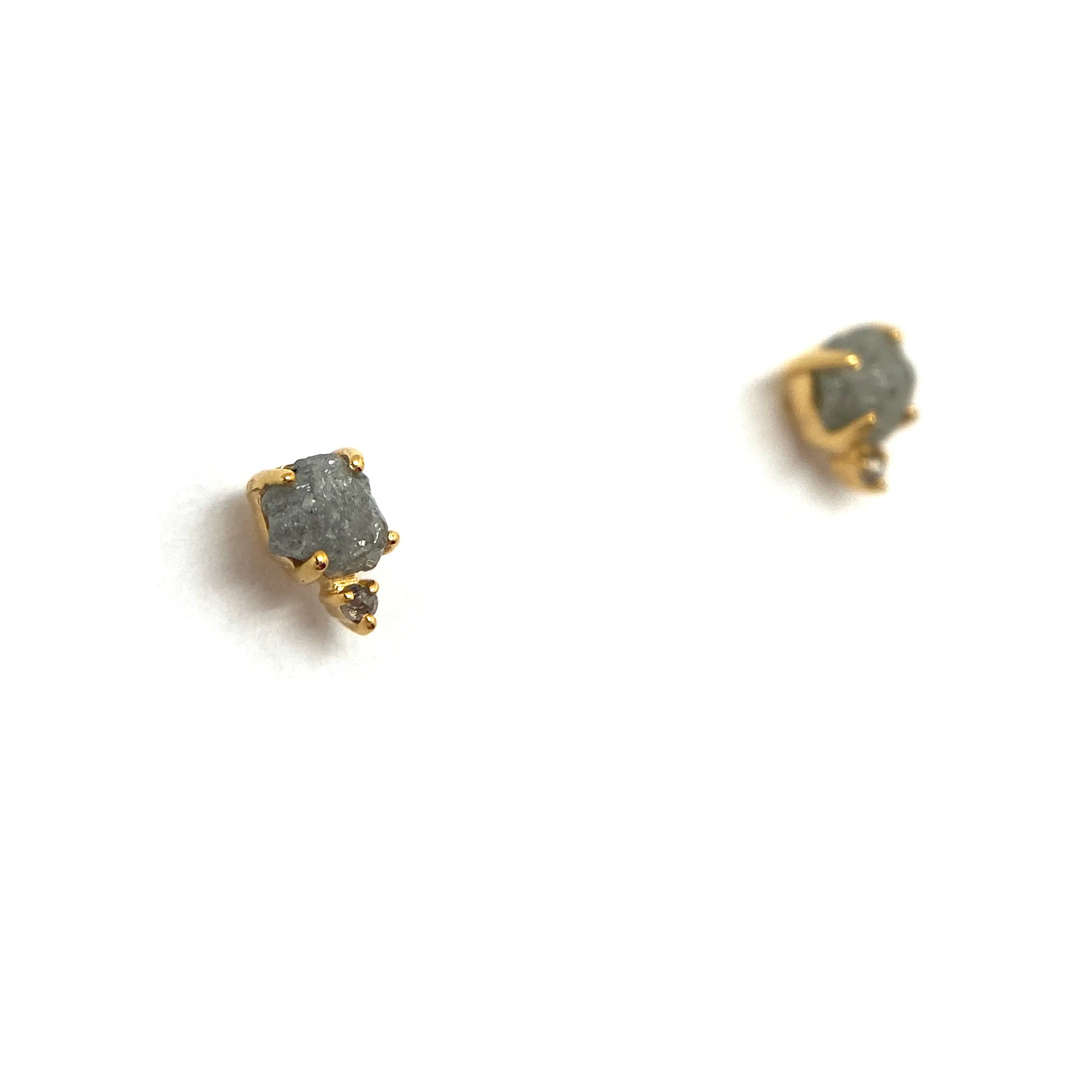 Dual Diamond and Gold Stud Earrings