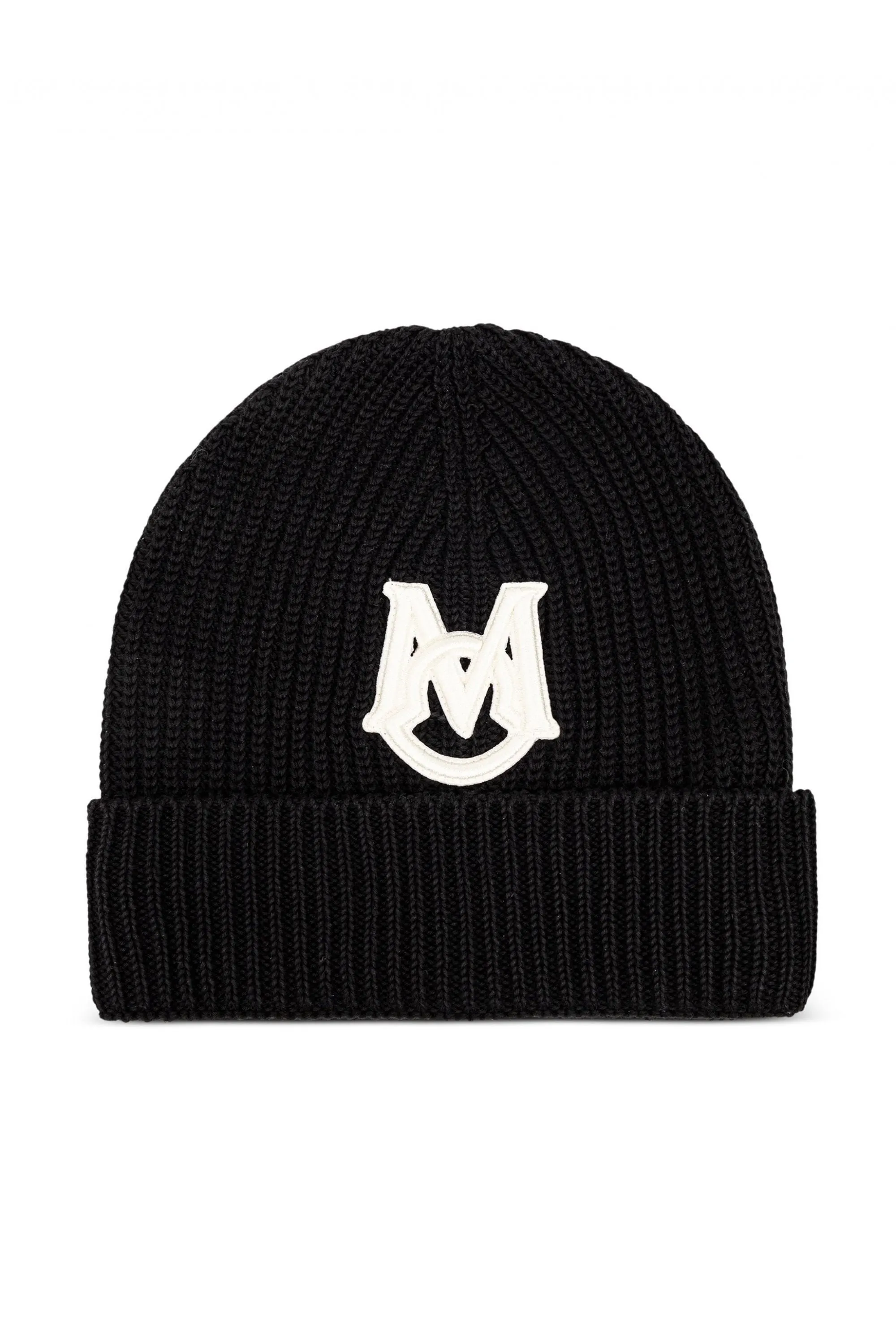 Embroidered Monogram Beanie Black