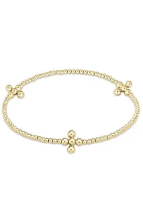 Enewton Signature Cross Gold Pattern 2.5mm Bead Bracelet-- 4mm Beaded Gold Cross