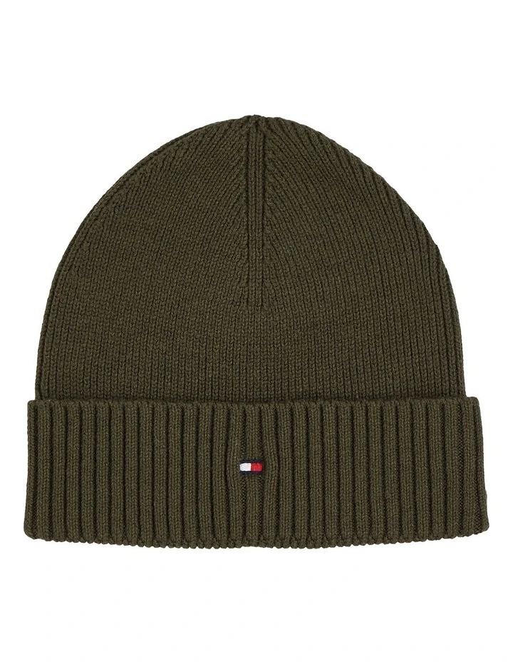 Essential Flag Beanie in Army Green