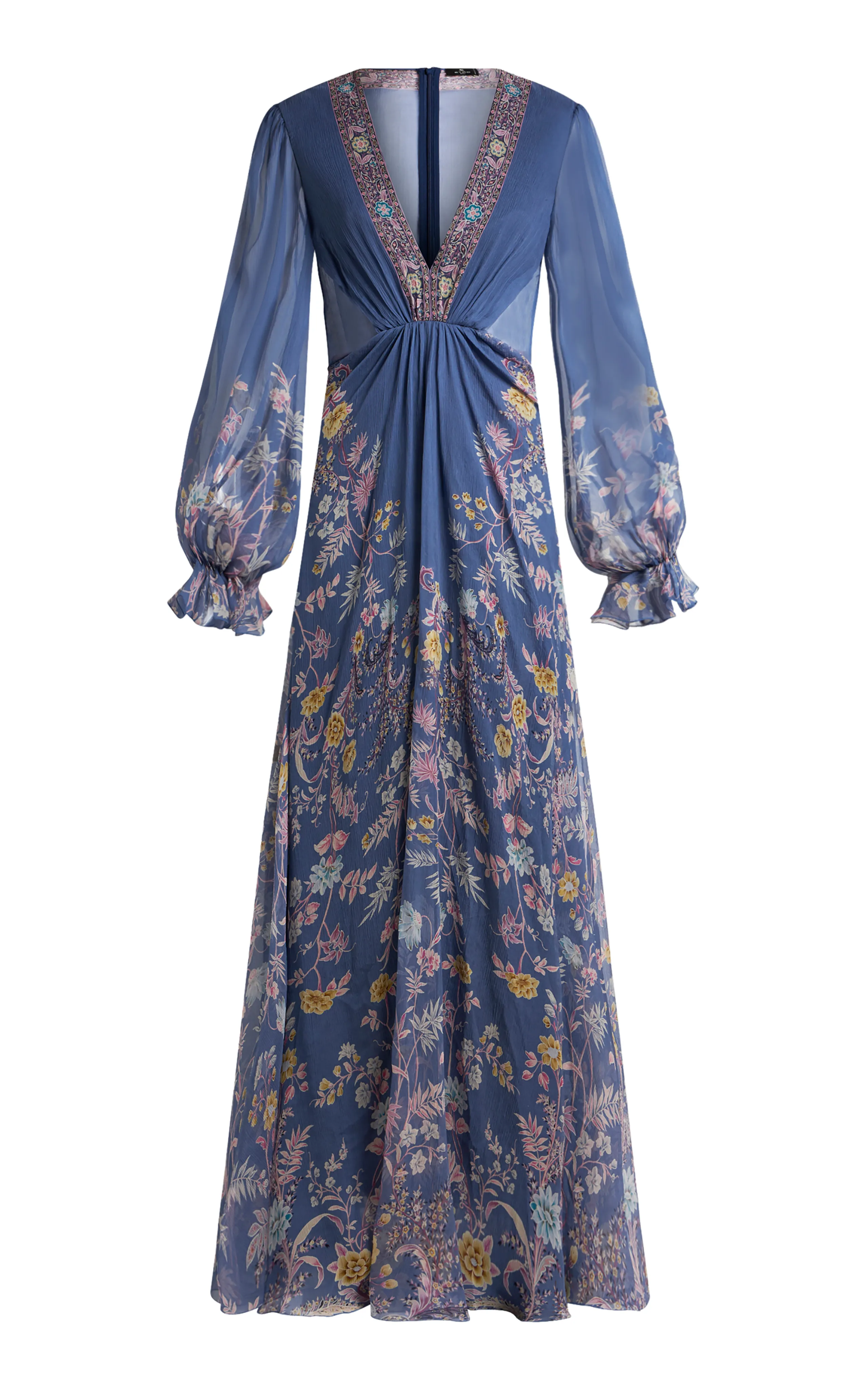 Etro Gathered Silk Tunic Maxi Dress