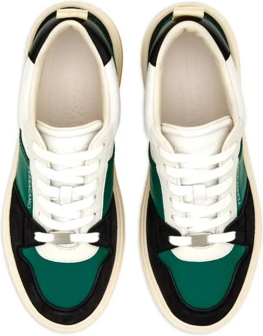 Ferragamo Dennis panelled sneakers Green