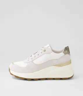 GEOX D Spherica Ec13 A Off White Suede Mix Sneakers