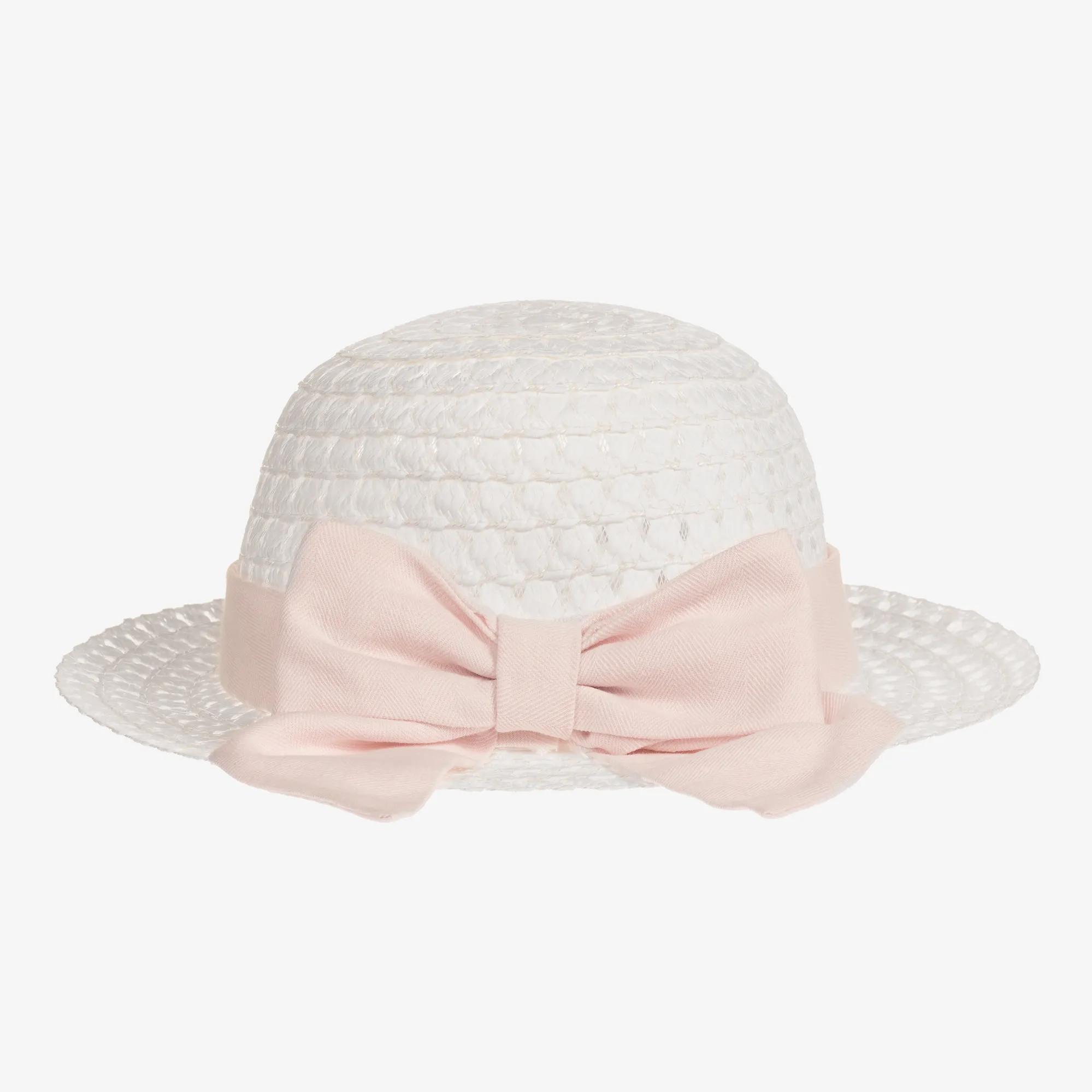 Girls White & Pink Woven Hat