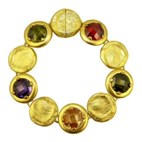 Gold Toned Africa Semi Precious Stones Bracelet Magnetic Closure Marco Bicego Inspired