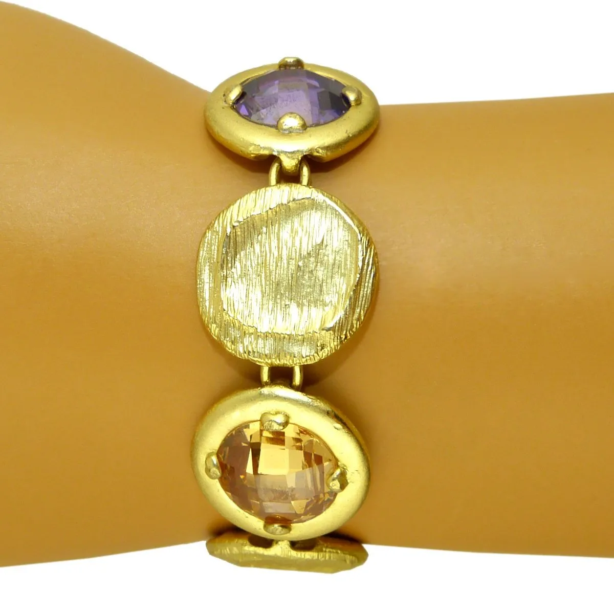 Gold Toned Africa Semi Precious Stones Bracelet Magnetic Closure Marco Bicego Inspired