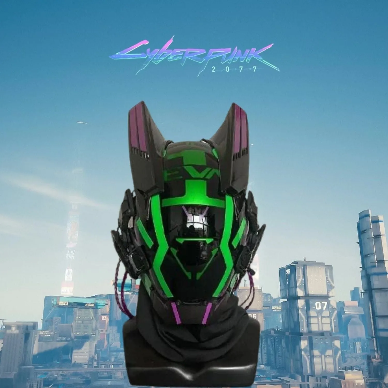 Green Cyberpunk Futuristic Helmet