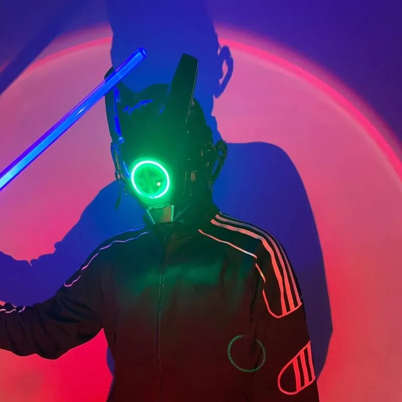 Green Led Cyberpunk Helmet