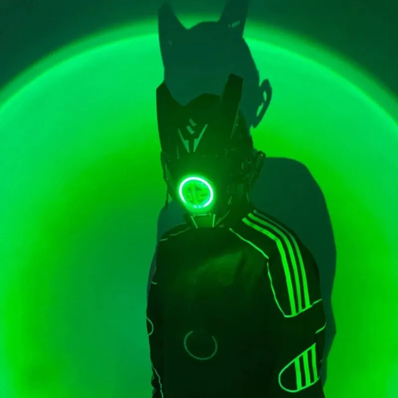 Green Led Cyberpunk Helmet