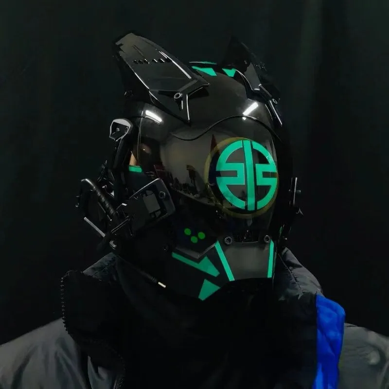 Green Led Cyberpunk Helmet