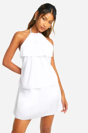 Halter Ruffle Cotton Poplin Romper