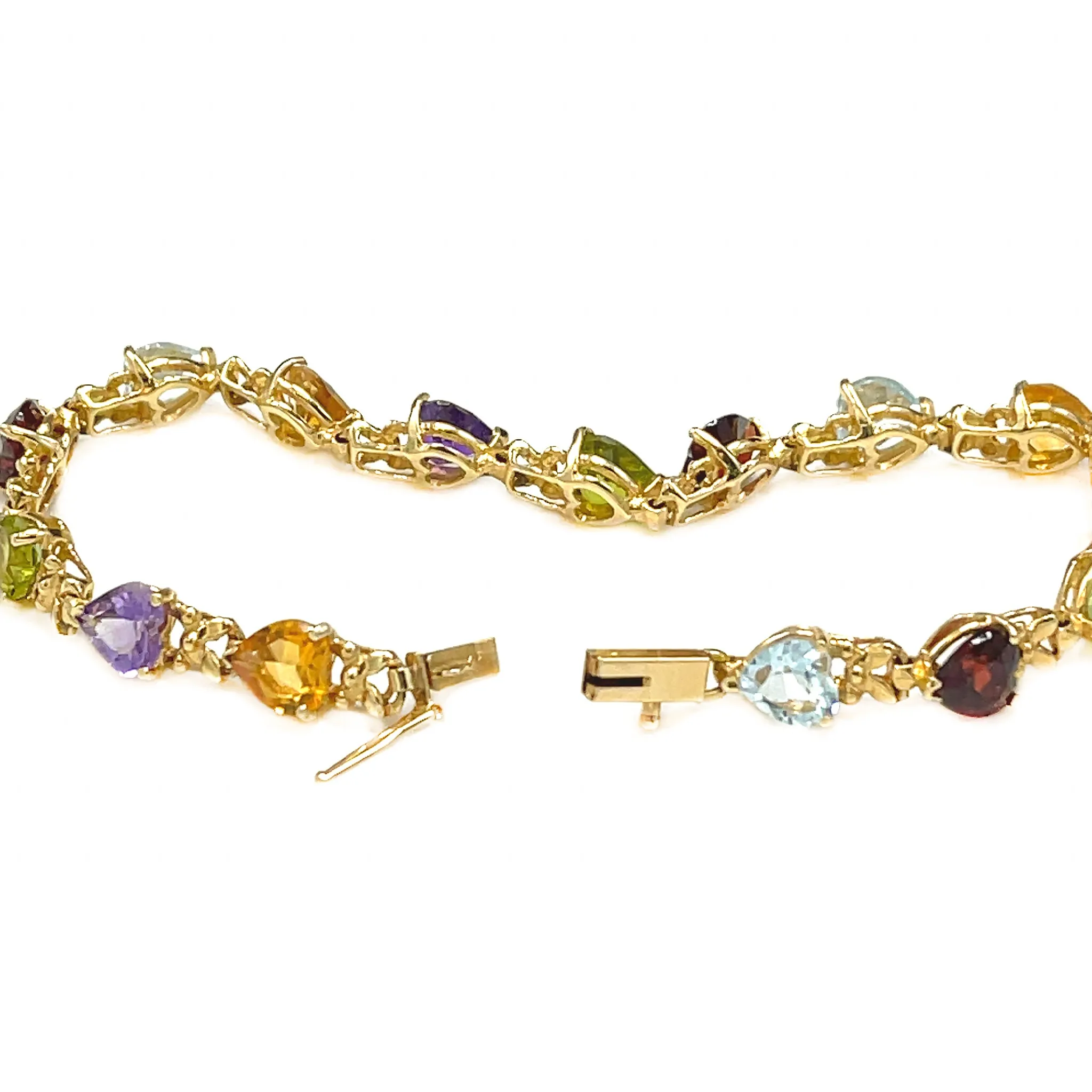 Heart-Shaped Gem Stone Bracelet in 14k Gold