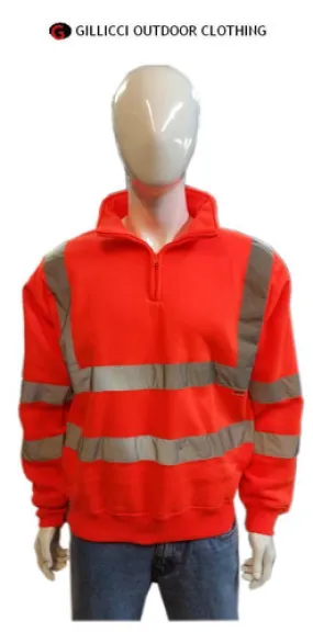 HI HIGH VIZ VIS VISIBILITY WORKWEAR 1/4 ZIP FLEECE SWEATSHIRTJUMPER TOP | Gillicci Clothing