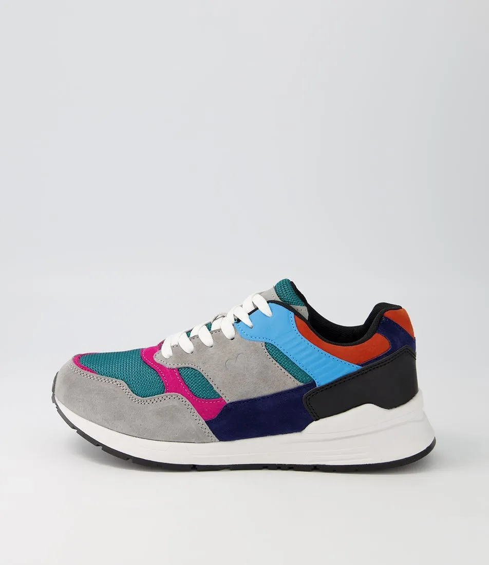 I LOVE BILLY Ashleen Grey Jade Suede Multi Sneakers