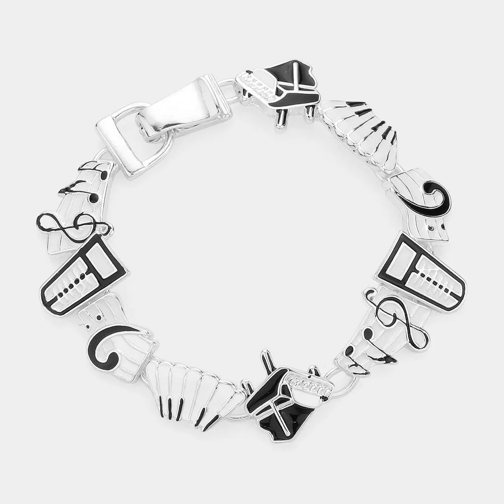 iLLASPARKZ Enamel music note  & piano magnetic bracelet