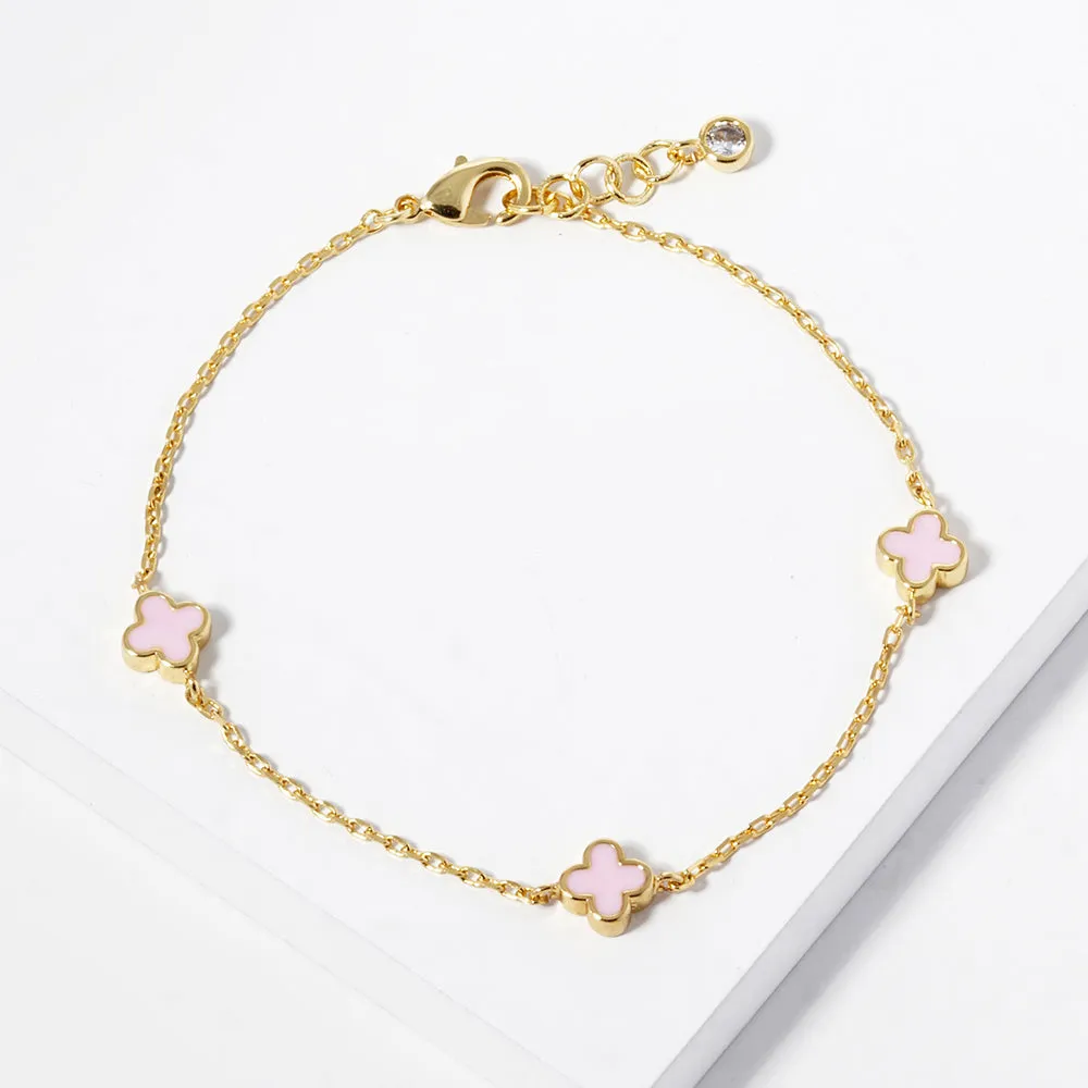 iLLASPARKZ Gold Dipped Triple Quatrefoil Link Bracelet