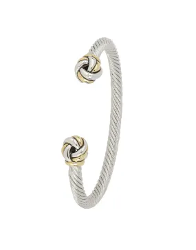 Infinity Knot Two Tone Ends Wire Cuff Bracelet