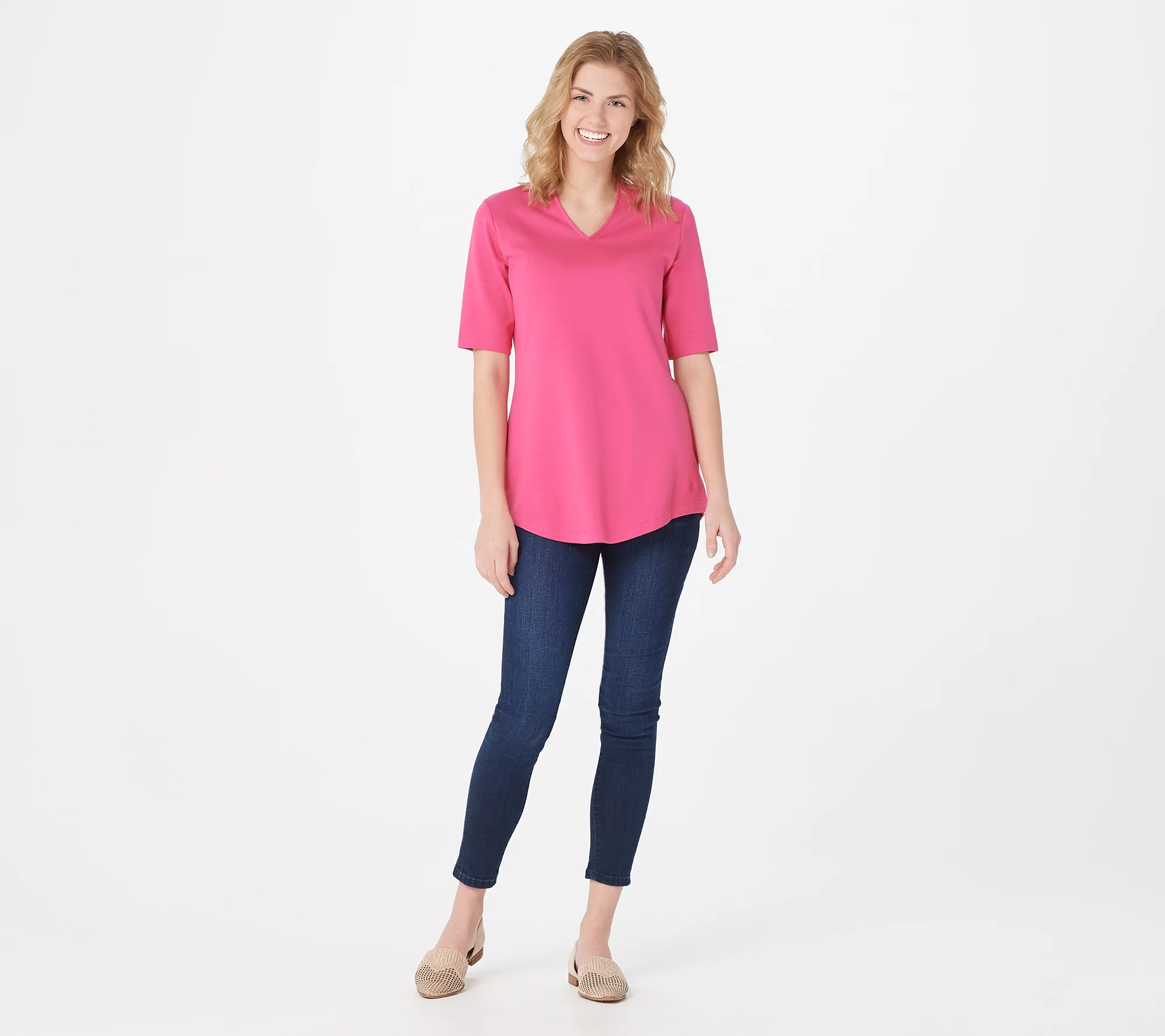 Isaac Mizrahi Live! Essentials V-Neck  Elbow Sleeve Tunic