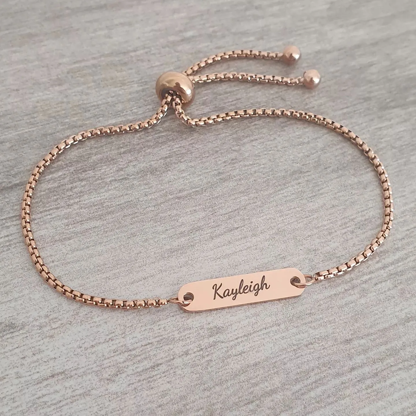 Jayda Rose Gold Personalized Stainless Steel bracelet, Adjustable Size (READY IN 3 DAYS!)