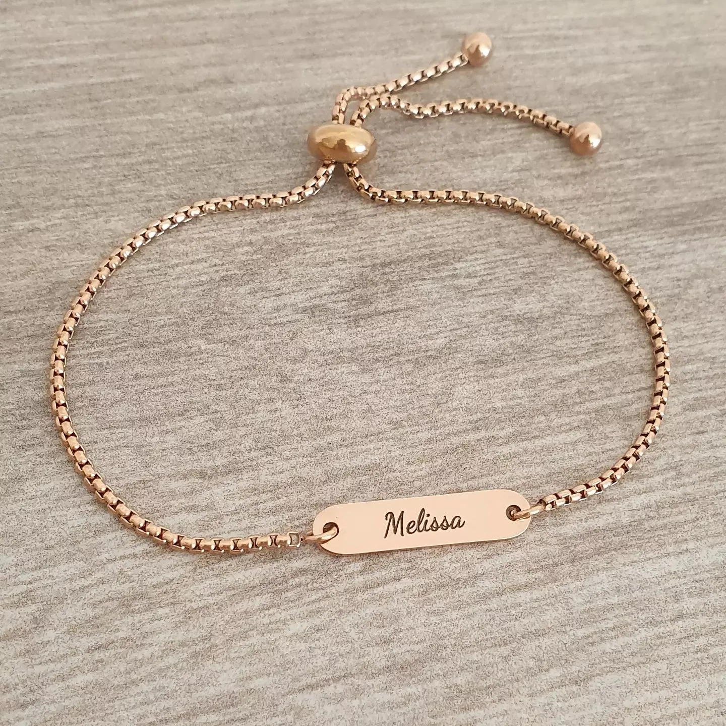 Jayda Rose Gold Personalized Stainless Steel bracelet, Adjustable Size (READY IN 3 DAYS!)