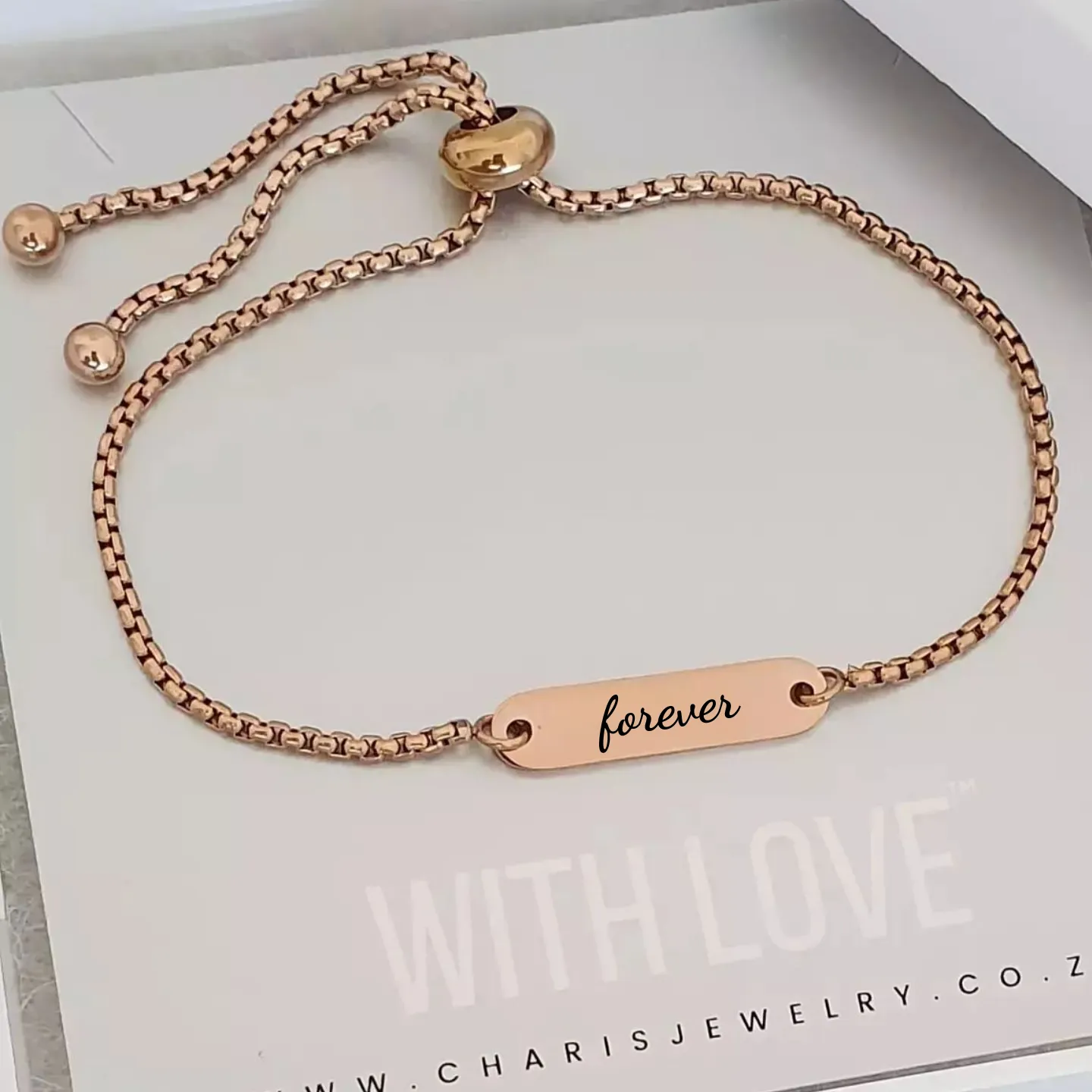 Jayda Rose Gold Personalized Stainless Steel bracelet, Adjustable Size (READY IN 3 DAYS!)