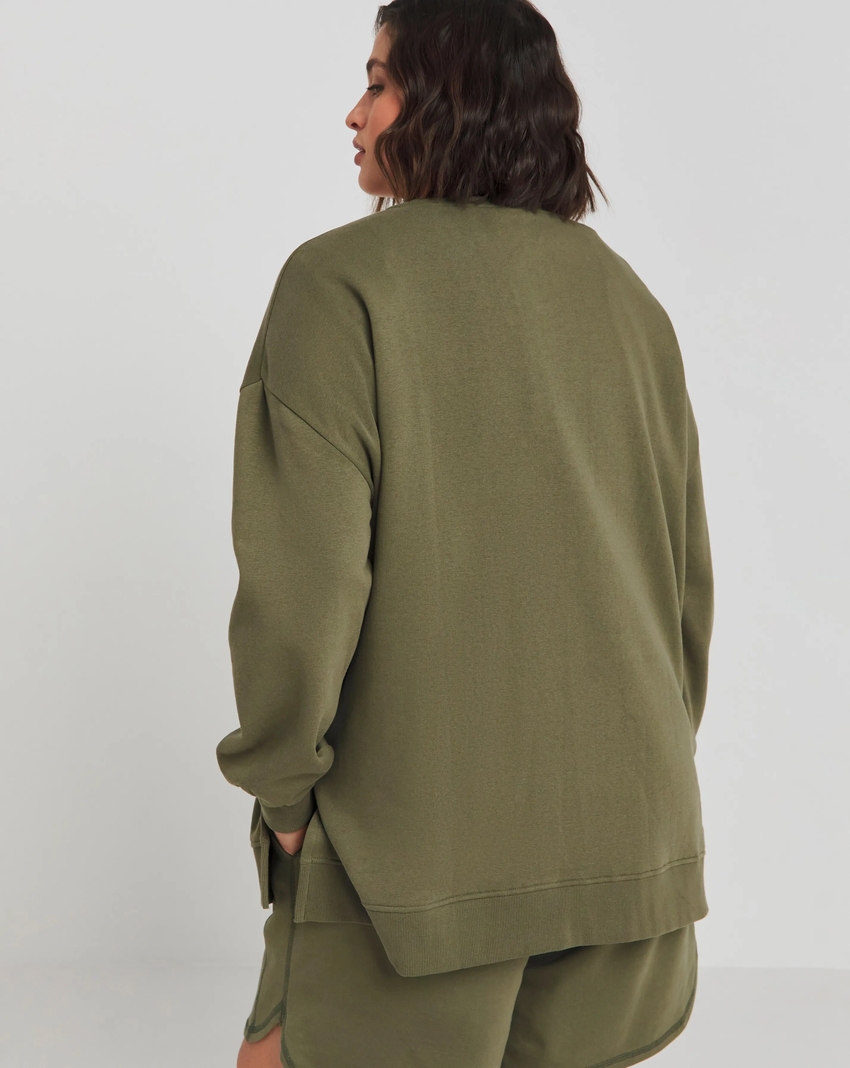 Khaki Side Split Sweatshirt Tunic | Simply Be