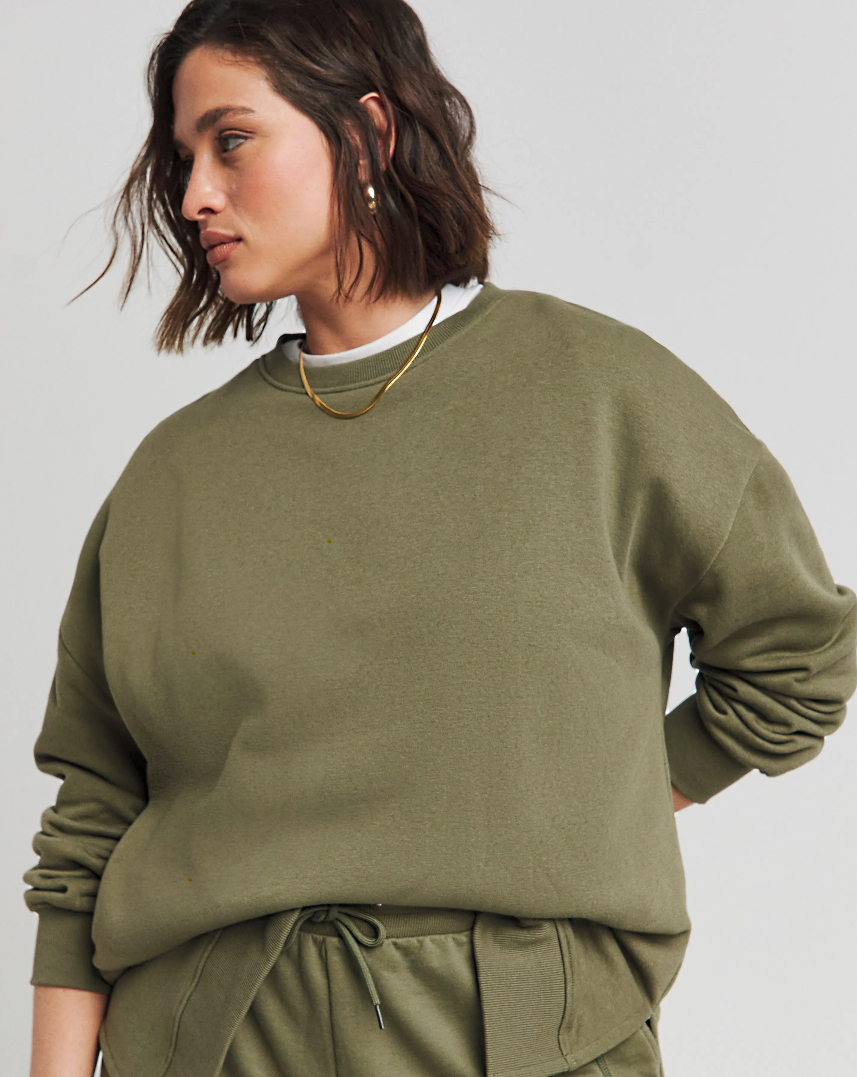 Khaki Side Split Sweatshirt Tunic | Simply Be