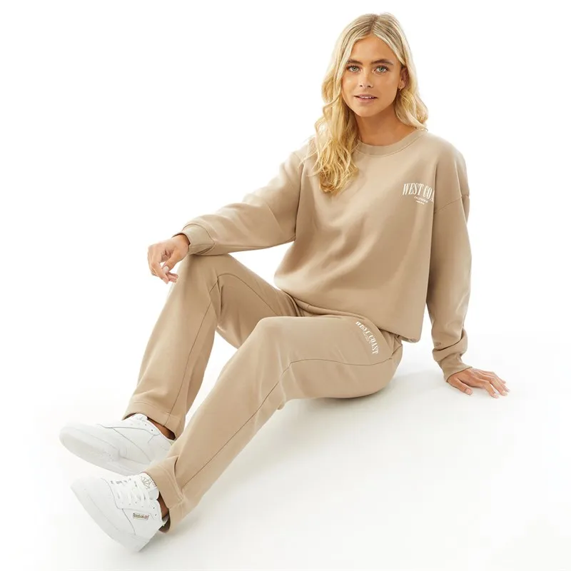 L'amore Couture Womens West Coast Tracksuit Taupe